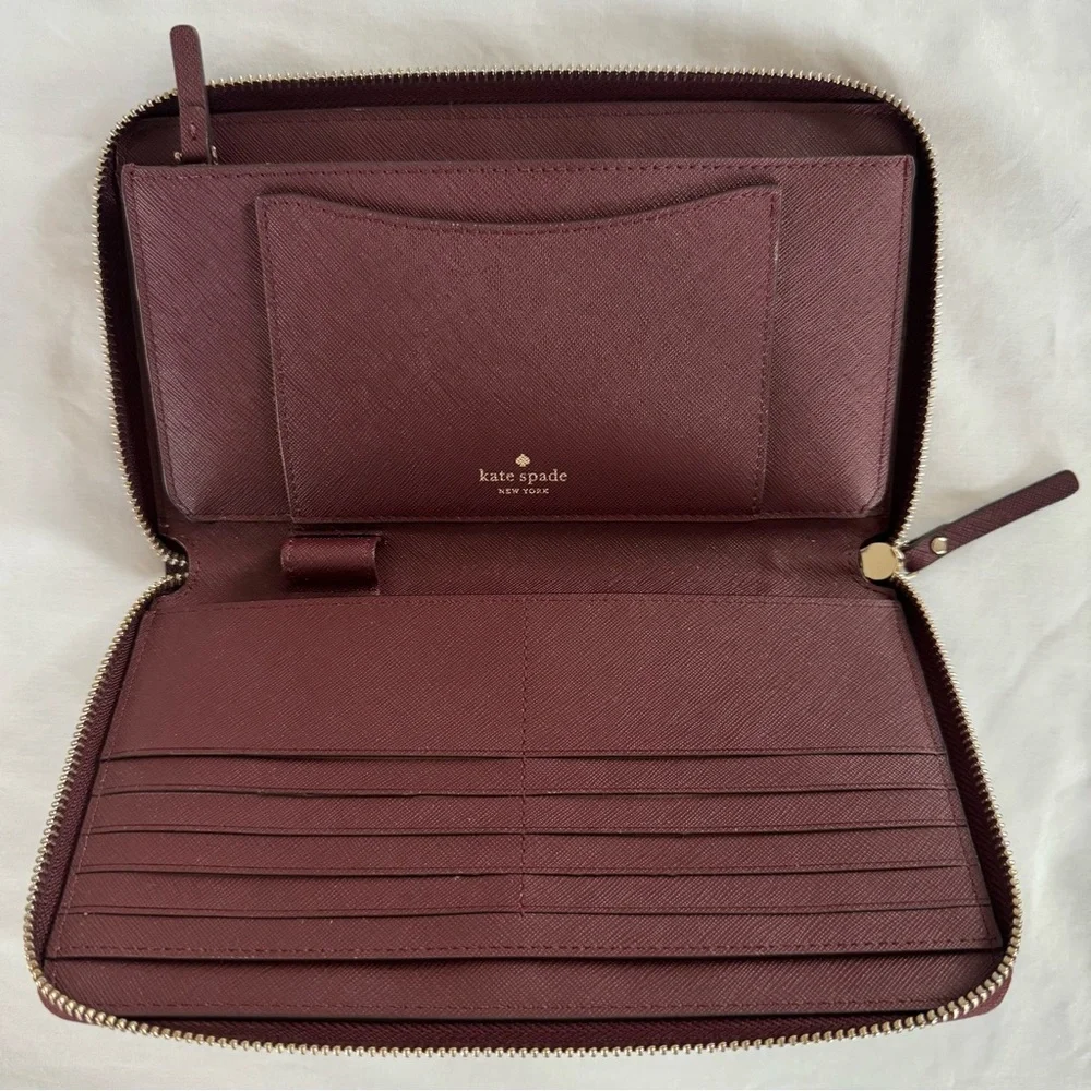 Kate Spade Wallet, Laurel Way Kaden in Cherrywood, Full Zip